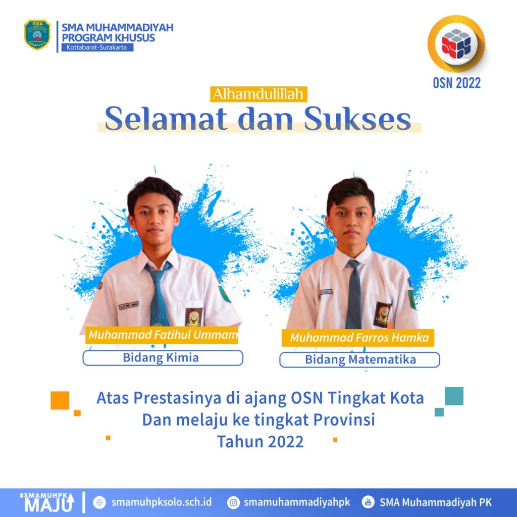 Keren! Siswa SMA Muhammadiyah PK Kottabarat Lolos OSN Tingkat Provinsi