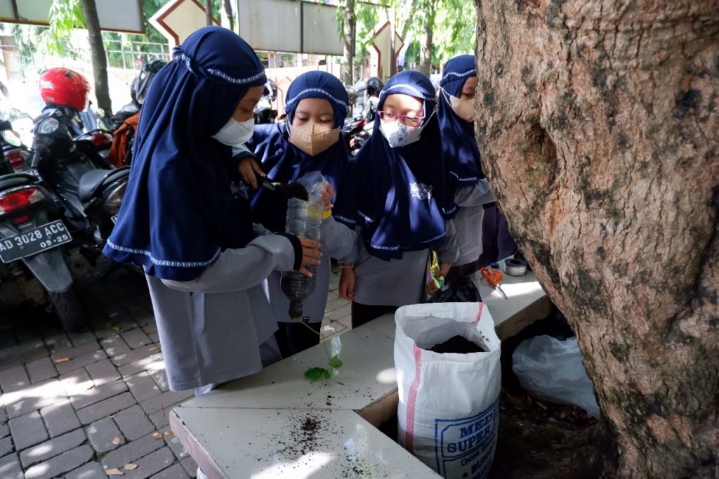 Sains Klub SD Muhammadiyah PK Kottabarat Tanam Cabai dengan Teknik Upside Down