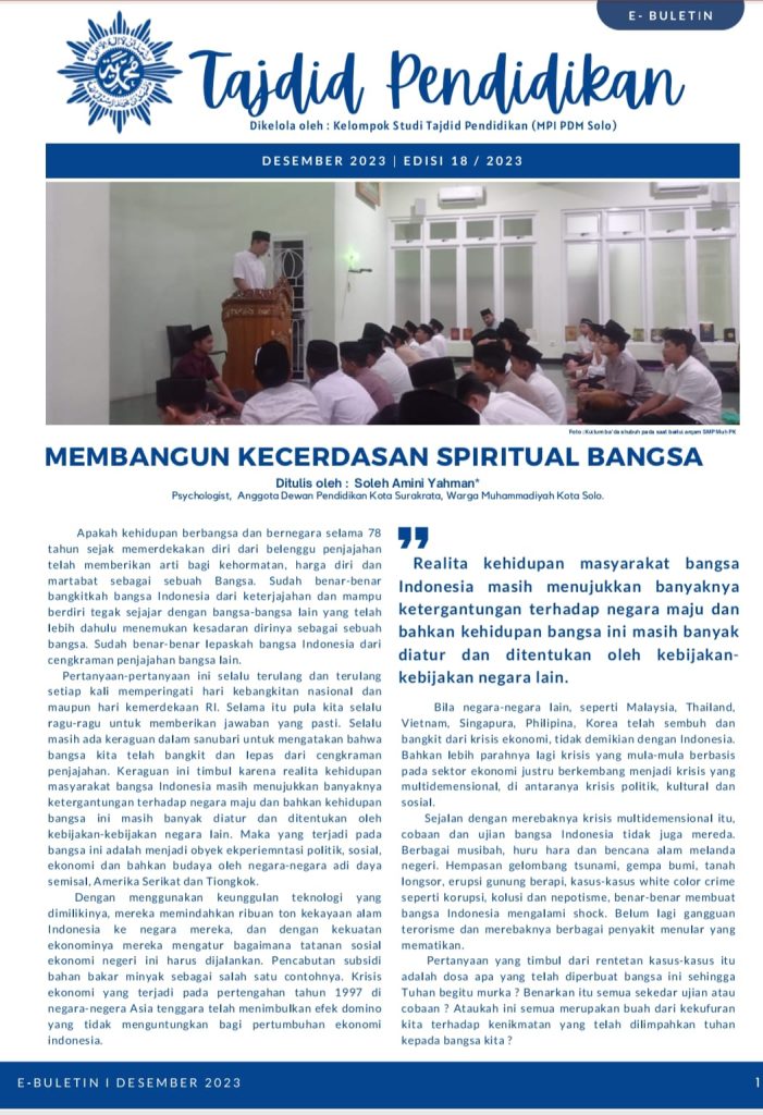 Membangun Kecerdasan Spiritual Bangsa