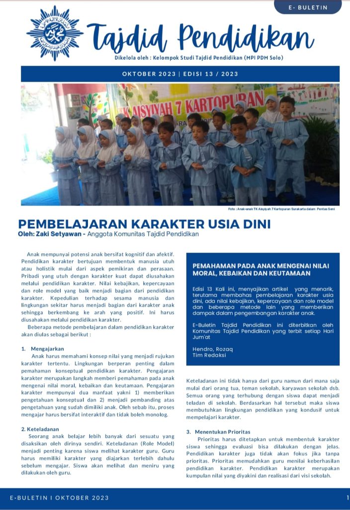 Pembelajaran Karakter Anak Usia Dini