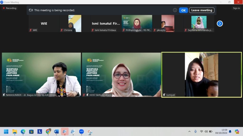 Tim Promosi Kesehatan RS PKU Muhammadiyah Solo menggelar Talkshow Interaktif Online Bersama Dokter Spesialis Anak Konsultan Jantung Anak, Jumat (4/10/2024). Kegiatan itu dalam rangka memperingati Hari Jantung Sedunia.
