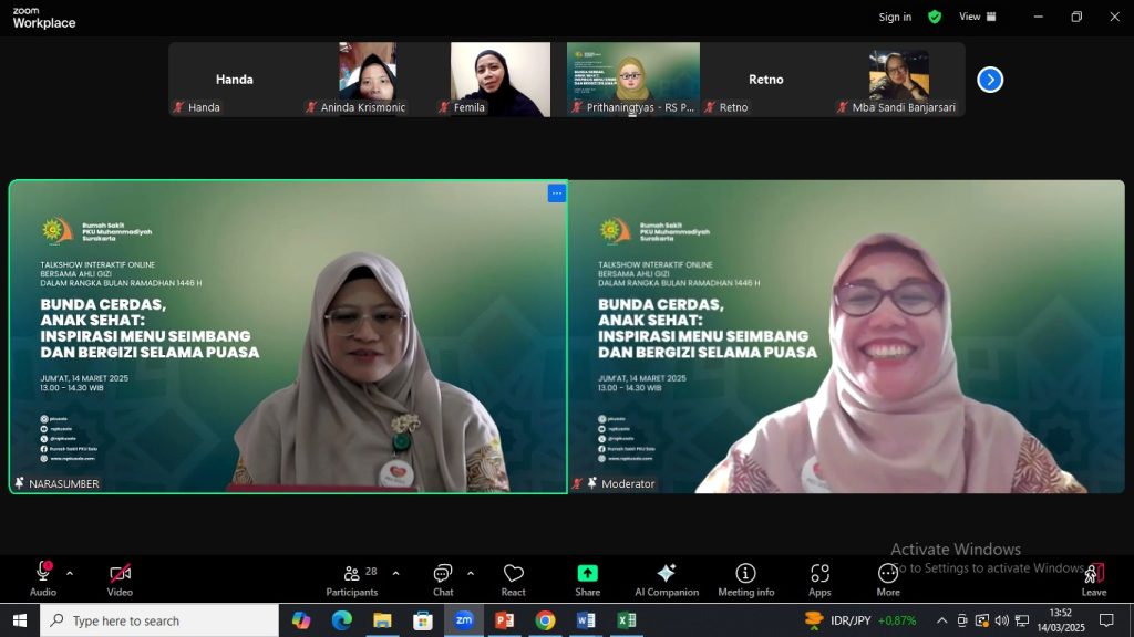 Talkshow RS PKU Muhammadiyah Surakarta: Perlunya Gizi Seimbang Saat Anak Berpuasa