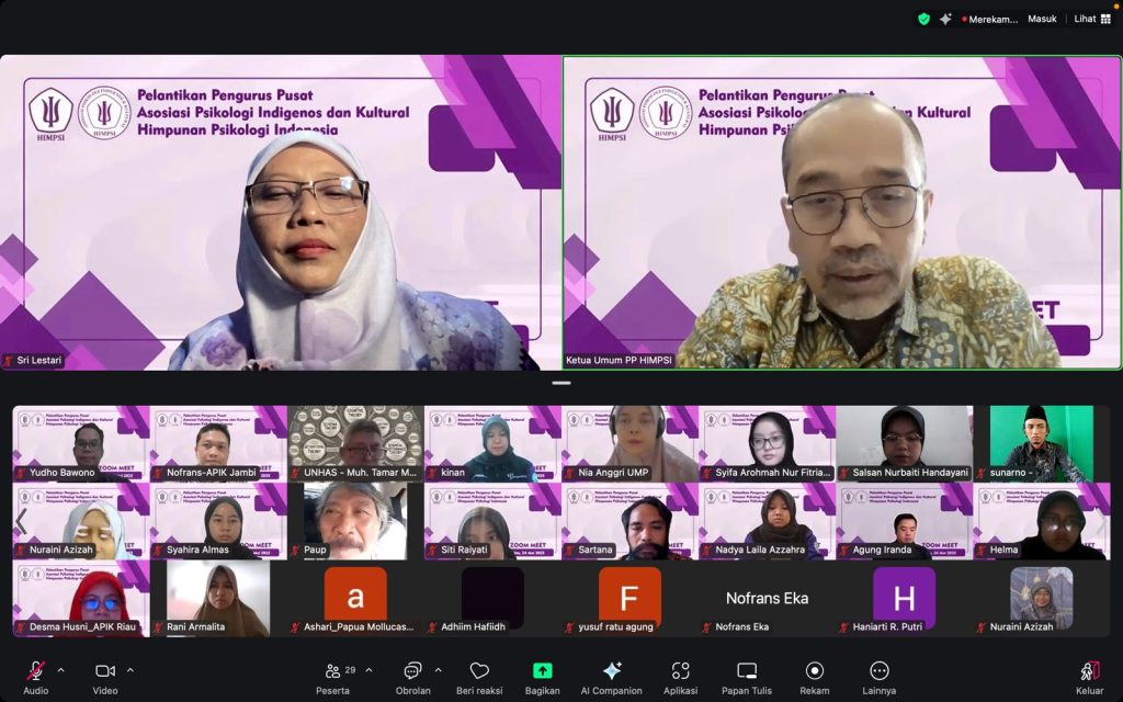 Prof. Sri Lestari, Guru Besar Fakultas Psikologi Universitas Muhammadiyah Surakarta (UMS), resmi dilantik sebagai Ketua Pengurus Pusat Asosiasi Psikologi Indigenos dan Kultural (APIK) periode 2024–2028.