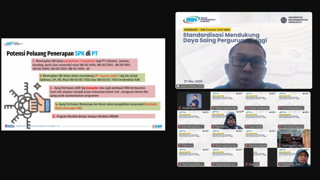 Webinar “Standardisasi Mendukung Daya Saing Perguruan Tinggi” Tegaskan Komitmen UMS Perkuat Mutu Akademik