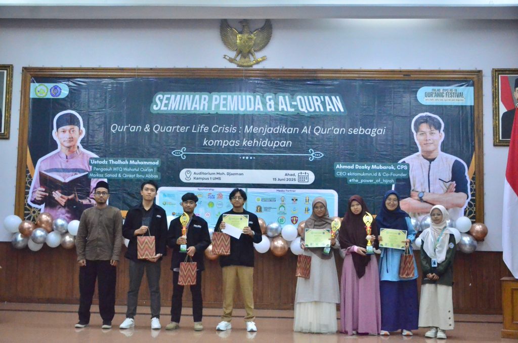 Membumikan kalam Allah terus menjadi komitmen organisasi Mahasiswa Pencinta Al-Qur’an (MPQ) Universitas Muhammadiyah Surakarta (UMS). Salah satunya lewat Qur’anic Festival 2025 yang sekaligus memperingati perjalanan 19 tahun berdirinya MPQ. Acara tersebut digelar di Auditorium Moh. Djazman, 14-15 Juni 2025.
