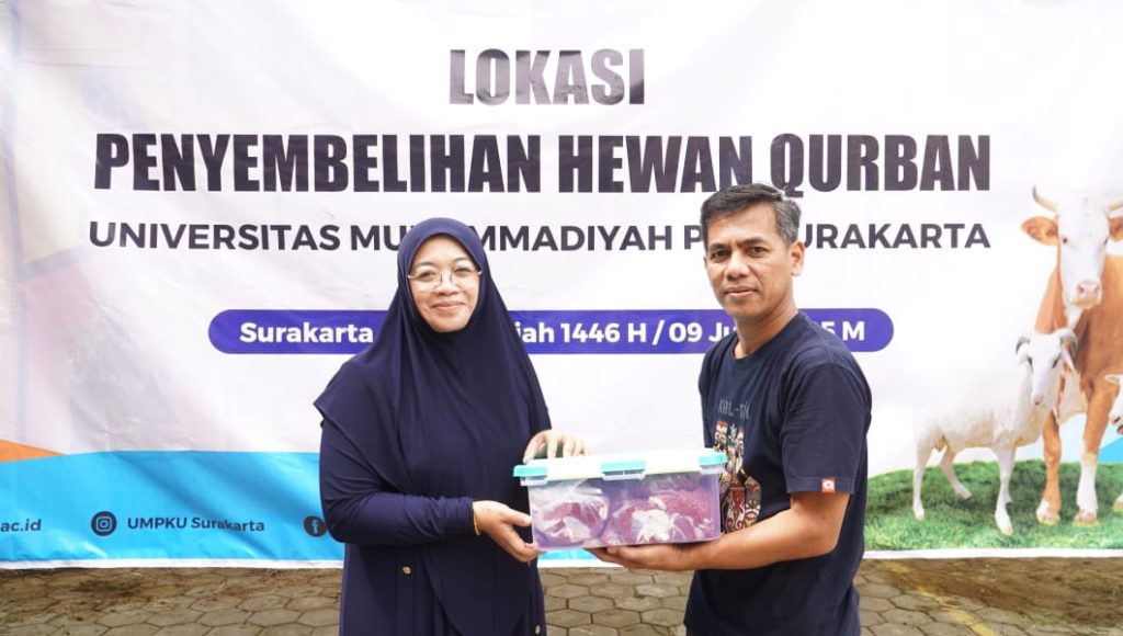 Universitas Muhammadiyah PKU (UMPKU) Solo menggelar penyembelihan hewan kurban pada Iduladha 1446 Hijriah/2025 Masehi, Senin (9/6/2025). Tahun ini, jumlah hewan kurban yang disembelih sebanyak tiga ekor sapi dan dua ekor kambing.