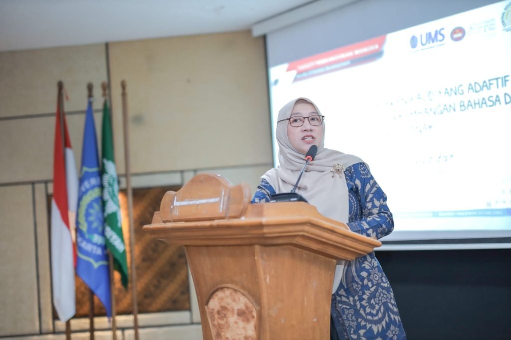 Kaprodi PG PAUD UMS Junita Dwi Wardhani, memberikan sambutan. (Humas)