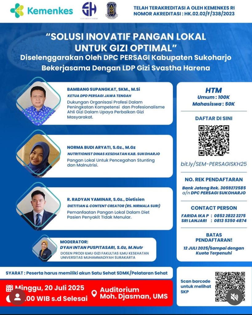 UMS Tuan Rumah Seminar Gizi Ber-SKP: Kupas Tuntas Diet Sehat dari Bahan Lokal