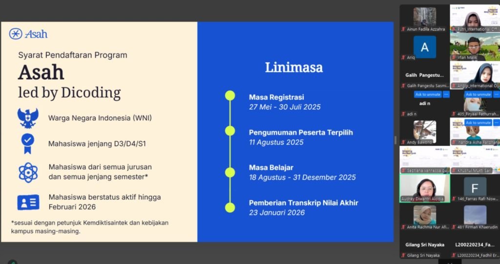 Universitas Muhammadiyah Surakarta (UMS) melalui Biro Kerja Sama dan Urusan Internasional (BKUI) menggelar Sosialisasi Magang Berdampak 2025 sebagai bentuk dukungan terhadap program nasional dari Kementerian Pendidikan Tinggi, Sains, dan Teknologi (Kemendikti Saintek).
