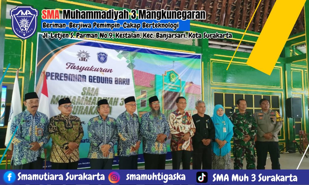 Babak baru pendidikan di Kota Solo resmi dimulai. SMA Muhammadiyah 3 Solo kini menempati gedung baru yang lebih representatif di Jalan S Parman No 9 Ketelan Mangkunegaran, Solo, setelah sebelumnya berlokasi di Jalan Kolonel Sutarto No. 62 Jebres.
