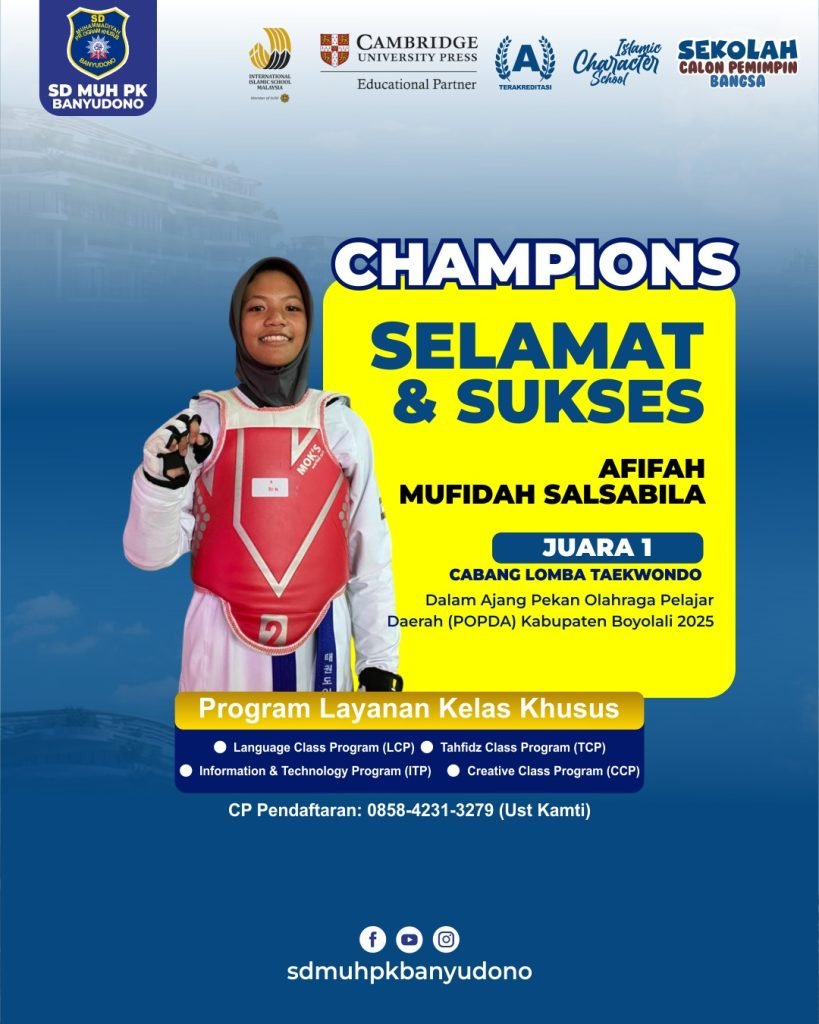 SD Muhammadiyah PK Banyudono Sabet 2 Gelar Taekwondo Popda Boyolali 2025