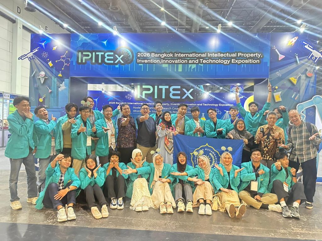 Prestasi membanggakan kembali ditorehkan mahasiswa Universitas Muhammadiyah Surakarta (UMS) di kancah internasional. Sebanyak lima tim UMS berhasil meraih medali emas, perak, dan perunggu dalam ajang International Intellectual Property, Invention, Innovation and Technology Exposition (IPITEX) Thailand 2026 yang berlangsung pada 5–9 Januari 2026 di Bangkok International Trade and Exhibition Center (BITEC).