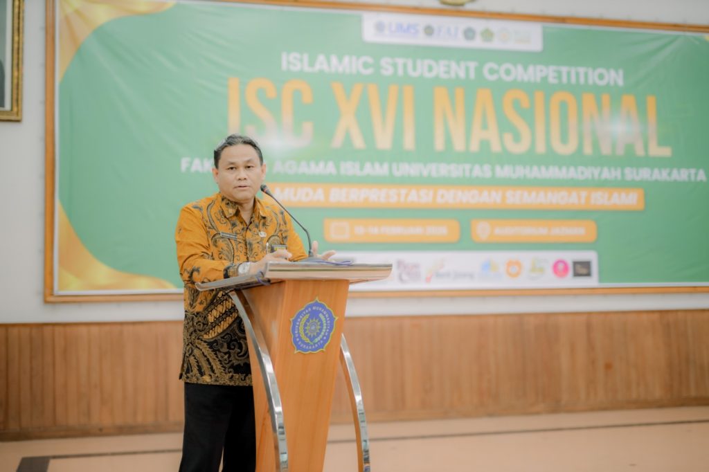 Fakultas Agama Islam (FAI) Universitas Muhammadiyah Surakarta (UMS) kembali menyelenggarakan kompetisi Islamic Student Competition XVI Nasional 2026. Kompetisi yang mengusung tema Muda Berprestasi Dengan Semangat Islami pada Jumat-Sabtu (13-14/2/2026) ini bertujuan untuk melahirkan generasi muda berprestasi dan adaptif dalam menjaga nilai-nilai keislaman di tengah perkembangan zaman.