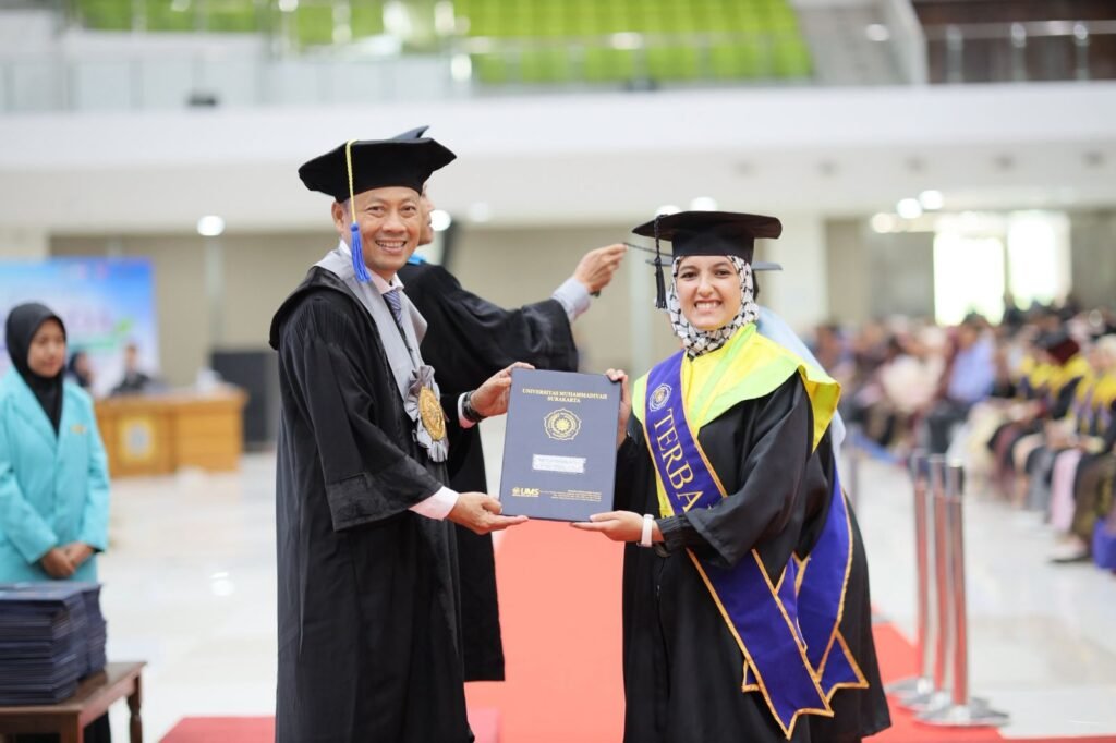 Suasana haru dan bahagia menyelimuti prosesi wisuda di Universitas Muhammadiyah Surakarta (UMS). Di antara ribuan lulusan, sosok Mariam Ahmad Hamza Serour Elbanna mencuri perhatian.