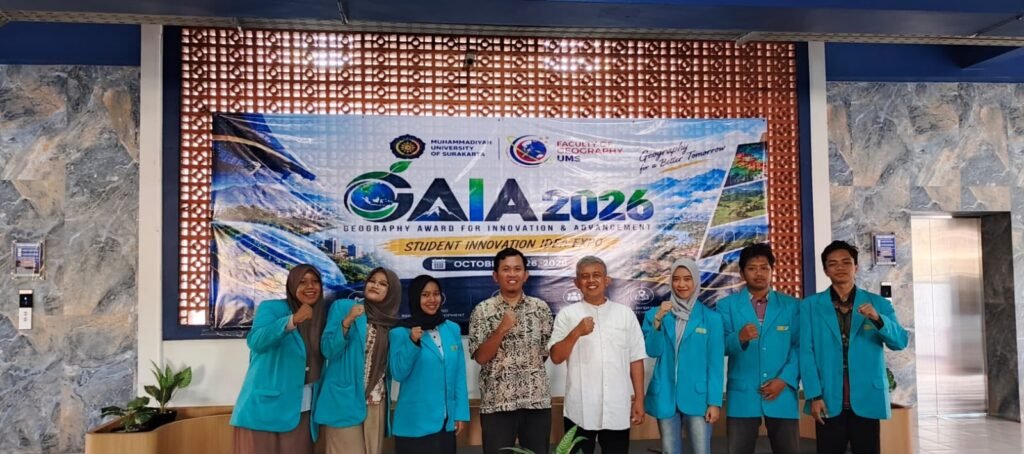 Mahasiswa Fakultas Geografi Universitas Muhammadiyah Surakarta (UMS) memamerkan 12 gagasan inovasi dalam Geography Award for Innovation & Advancement (GAIA) 2026.